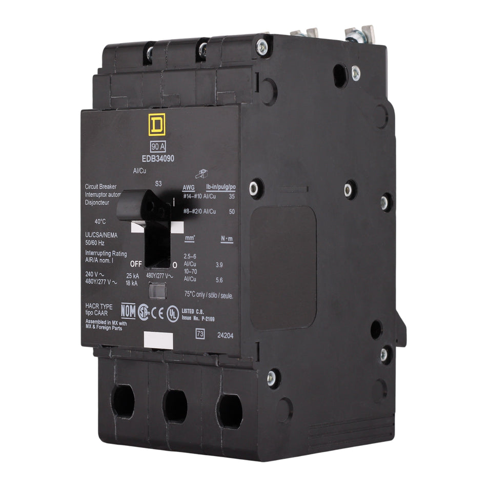 Square D E-Frame, EDB34090, 90A, 3P, 480Y/277V, Bolt-On Circuit Breaker - Image 2