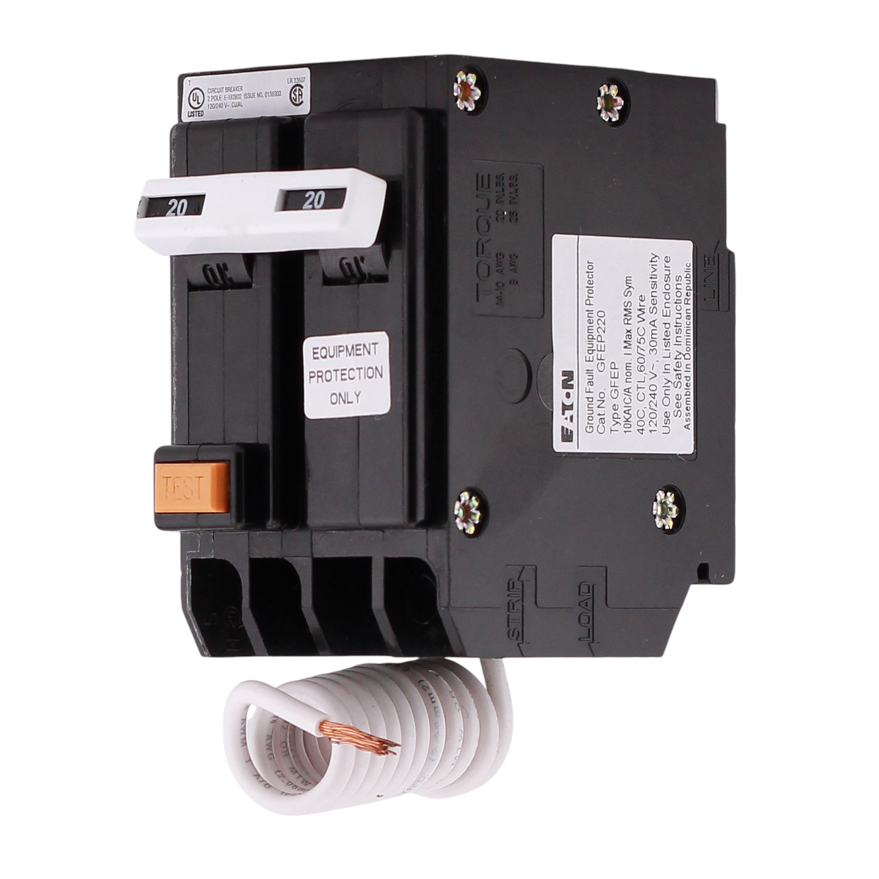Eaton GFEP, GFEP220, 20A, 2P, 120/240V, GFCI, Pigtail Neutral, Circuit Breaker - Image 2