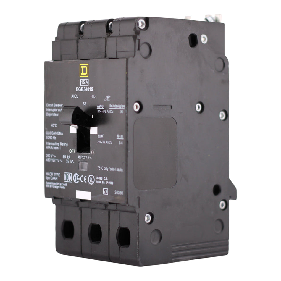 Square D E-Frame, EGB34015, 15A, 3P, 480Y/277V, Thermal-Magnetic, Bolt-On, Circuit Breaker - Image 2