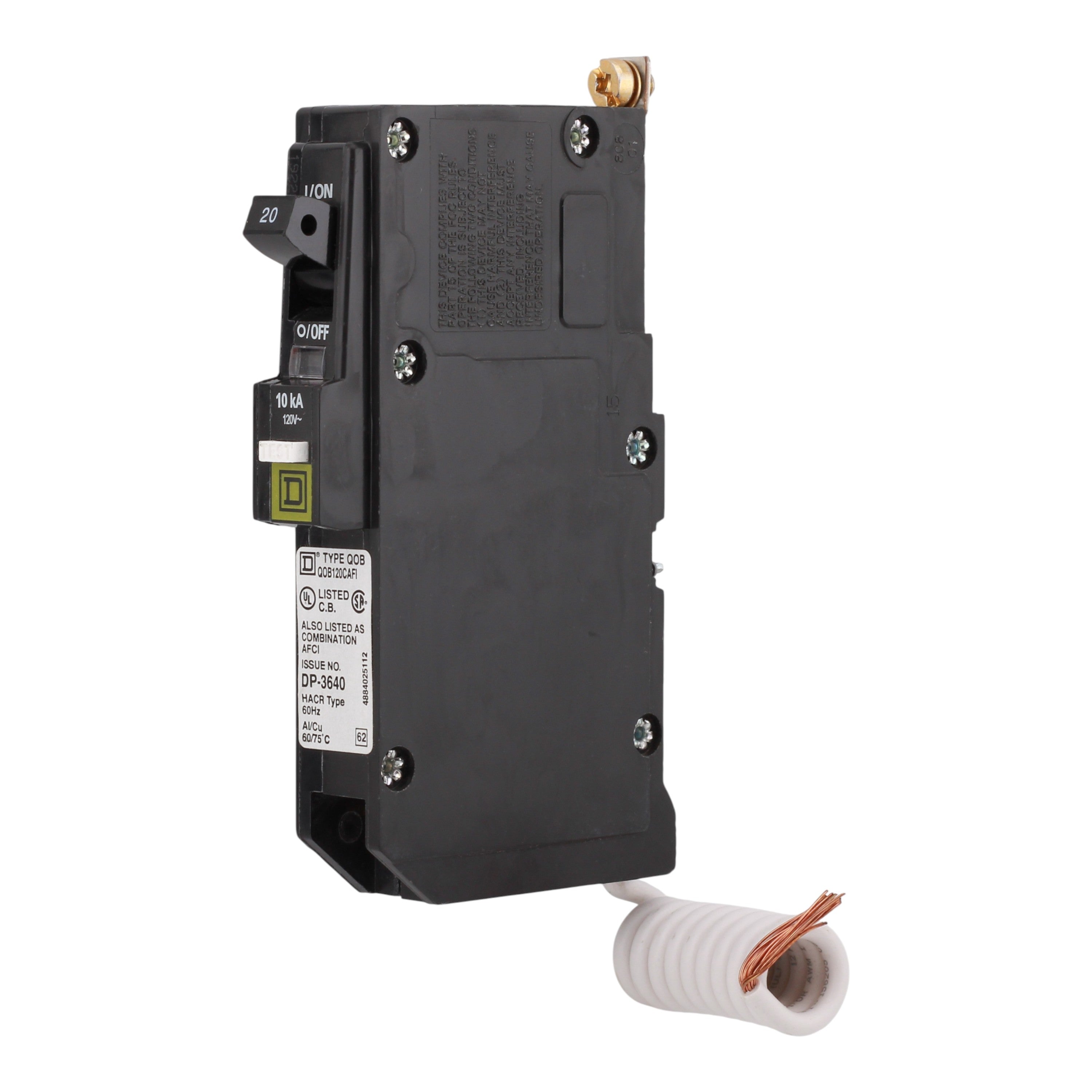 Square D QO QOB120CAFI 20A 1P 120V AFCI Pigtail Neutral Circuit Breaker - Image 2