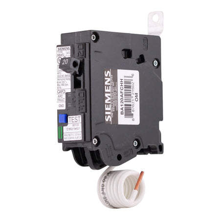 Siemens BA120AFCHH, 20A, 120V, 1-Pole, AFCI Circuit Breaker, 65kA Interrupt Rating, Thermal Magnetic, Panelboard Mounting - Image 2