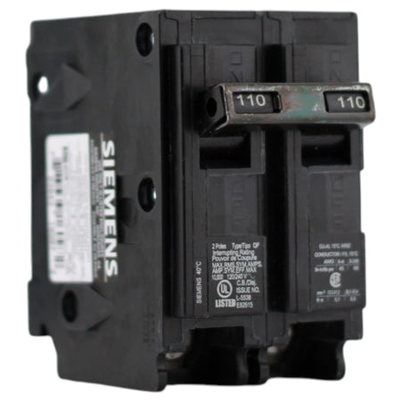 Siemens QP, Q2110, 110A, 2P, 120/240V, Thermal Magnetic, Plug-In, Circuit Breaker