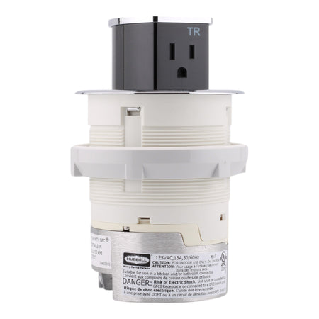 Hubbell Wiring, RCT200CH, 15 Amps, 125 Volts, 2-Pole, Kitchen Counter Receptacle, Surface Mount, Tamper Resistant, Chrome - Image 2