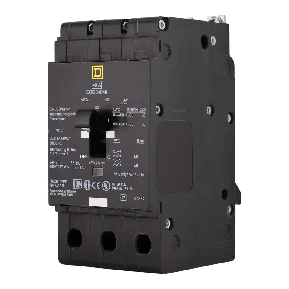 Square D E-Frame, EGB34040, 40A, 3P, 480Y/277V, Bolt-On, Circuit Breaker - Image 2