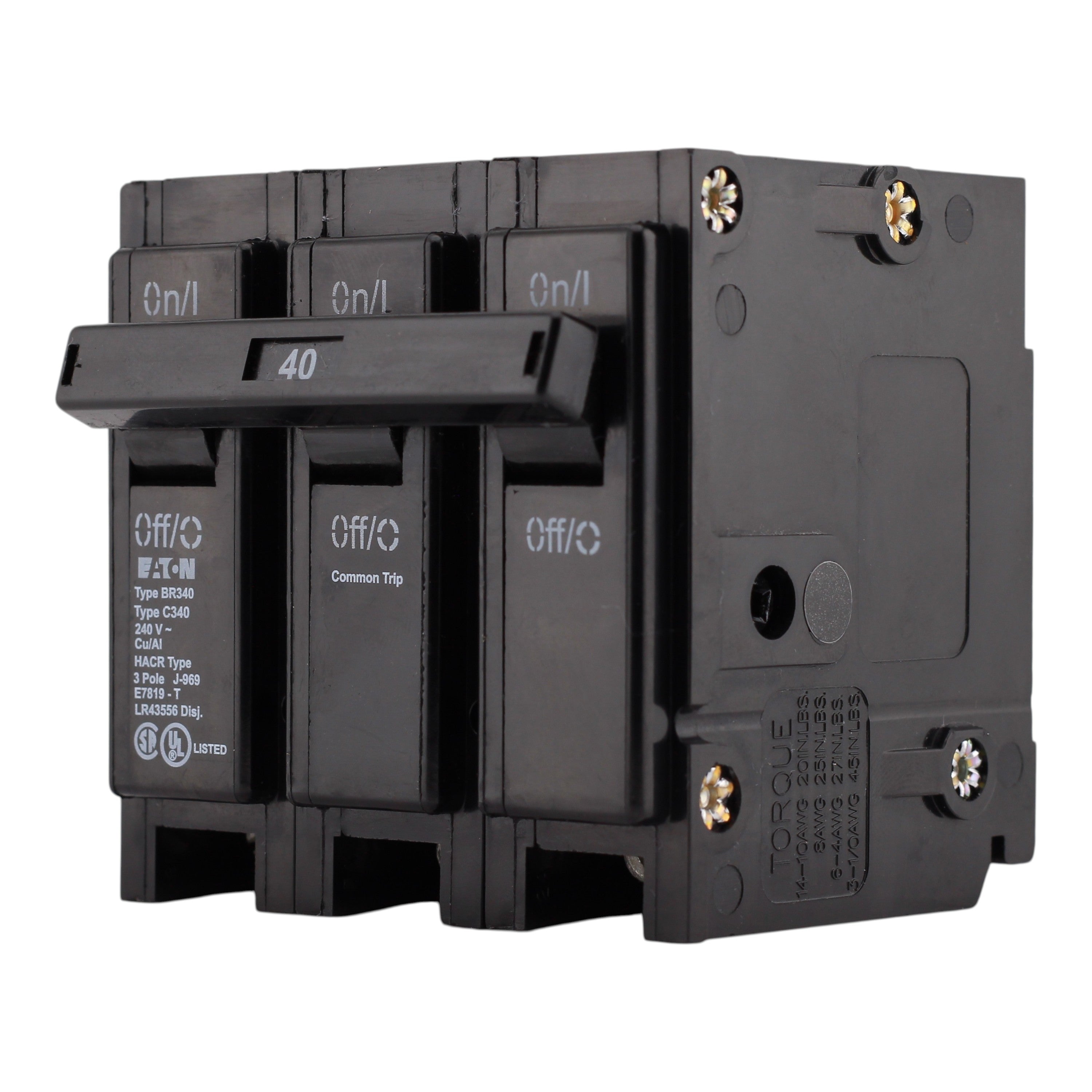 Eaton BR, BR340, 40A, 3P, 240V, Thermal Magnetic, Circuit Breaker - Image 2