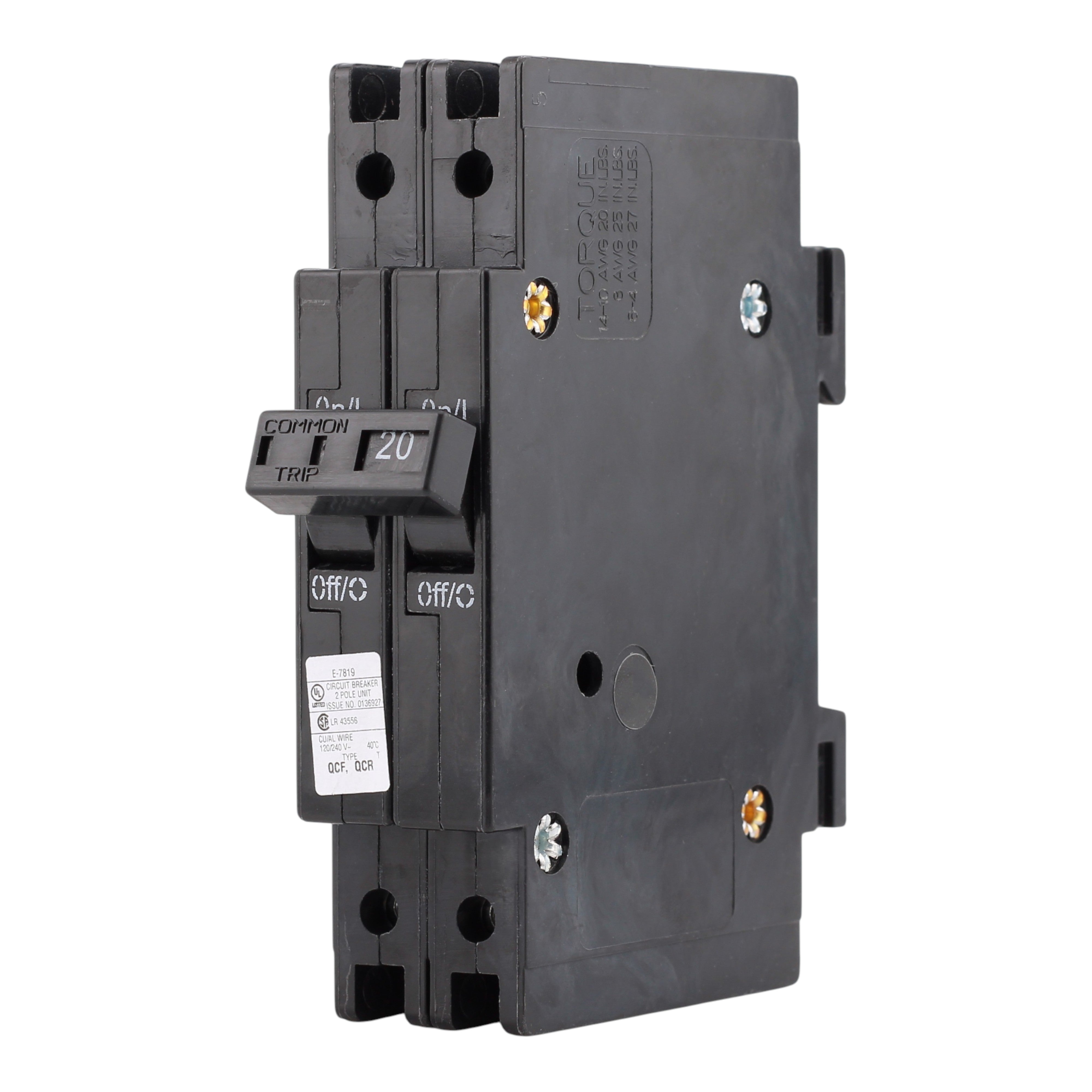 Eaton Quicklag QCF2020 20A 2P 120/240V Thermal-Magnetic Cable-In/Cable-Out Circuit Breaker - Image 2