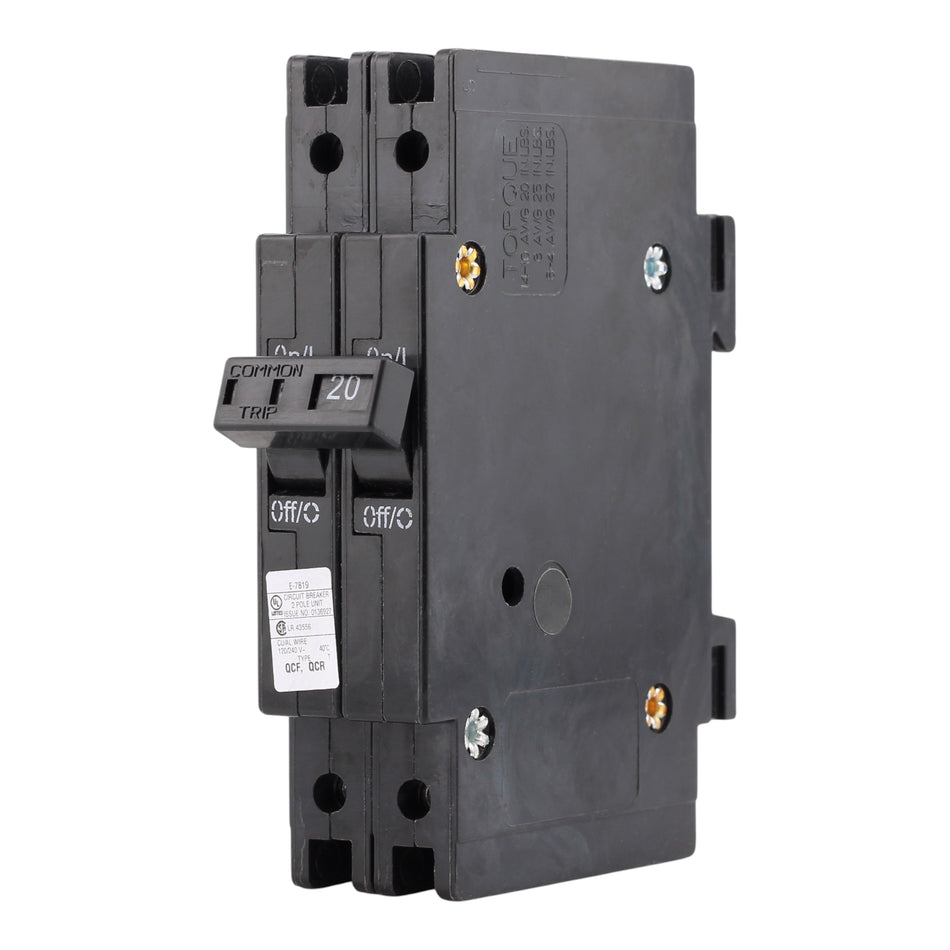Eaton Quicklag QCF2020 20A 2P 120/240V Thermal-Magnetic Cable-In/Cable-Out Circuit Breaker - Image 2