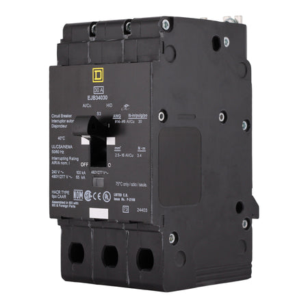 Square D E-Frame, EJB34030, 30A, 3P, 480Y/277V, Thermal-Magnetic, Bolt-On Circuit Breaker - Image 2
