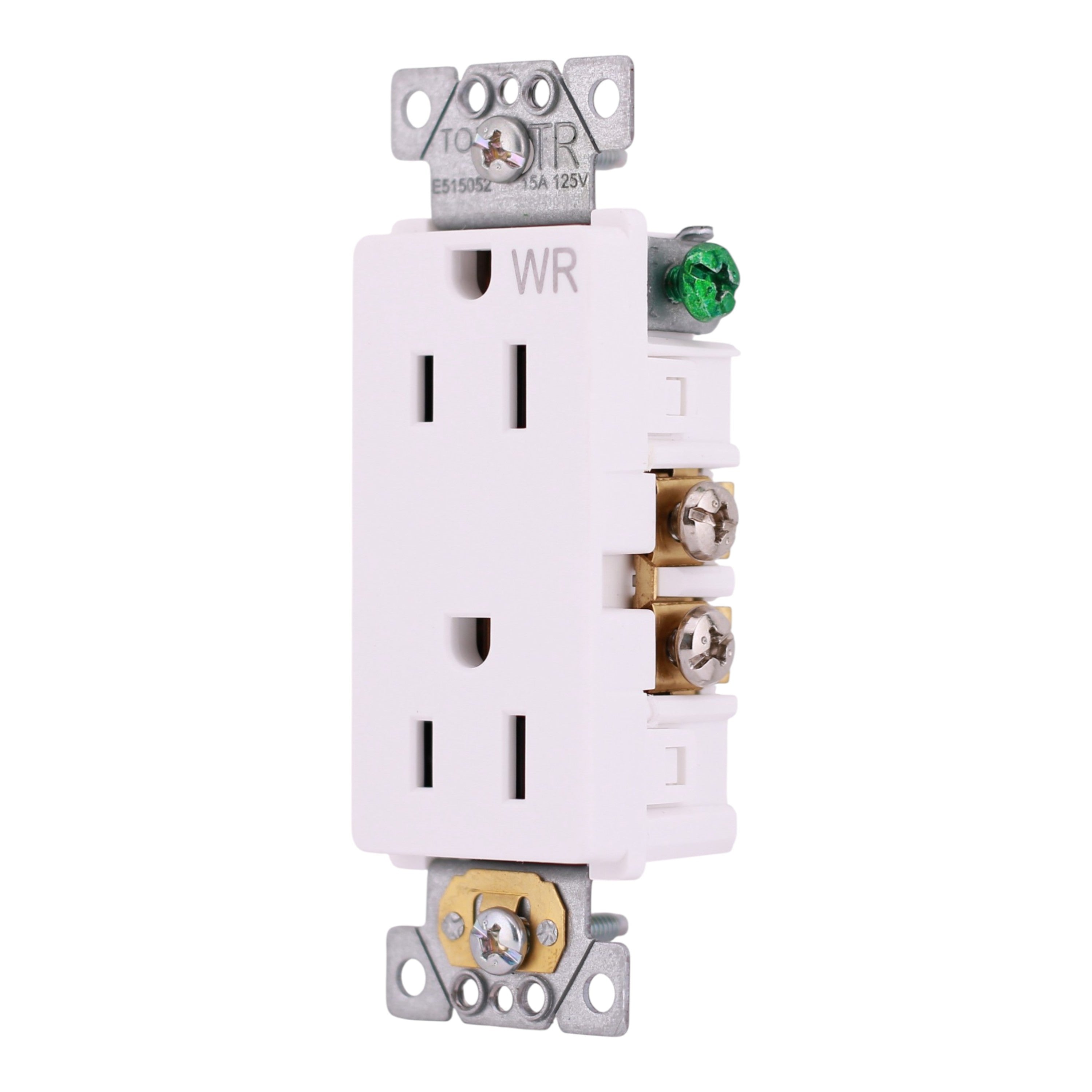 Square D X Series, SQR44104WH, 15A, 125V, TR/WR, Decorator Duplex Receptacle, White - Image 2