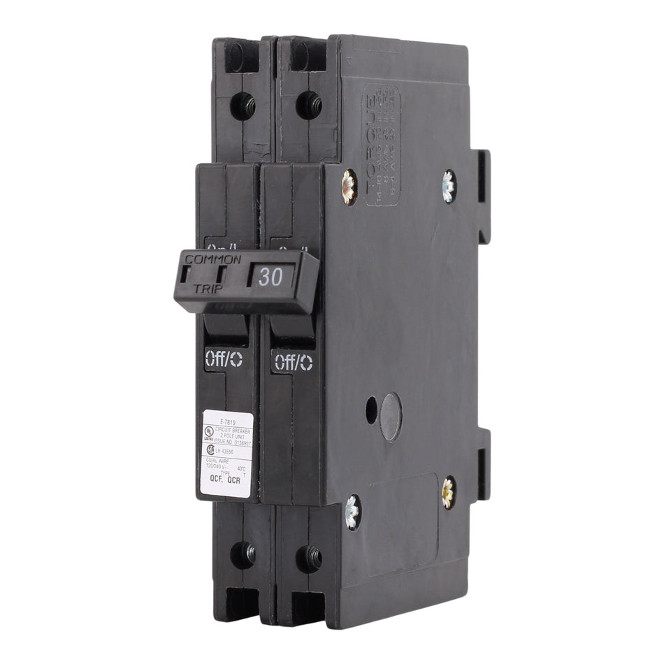 Eaton Quicklag QCF2030 30A 2P 120/240V Thermal-Magnetic Cable-In/Cable-Out Circuit Breaker - Image 2