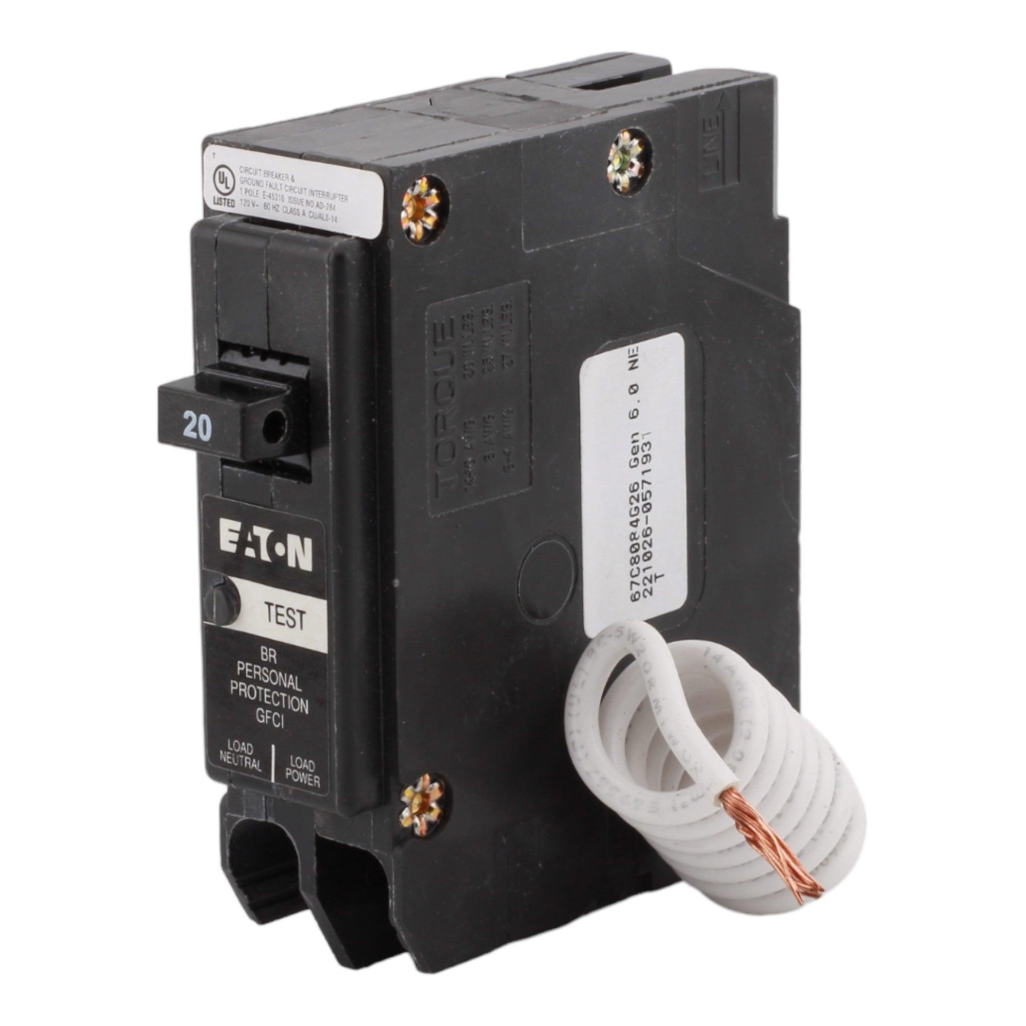 Eaton BRN120GF 20 Amp Single Pole 120V Pigtail-Neutral GFCI Ground Fault Circuit Breaker UL - Image 3