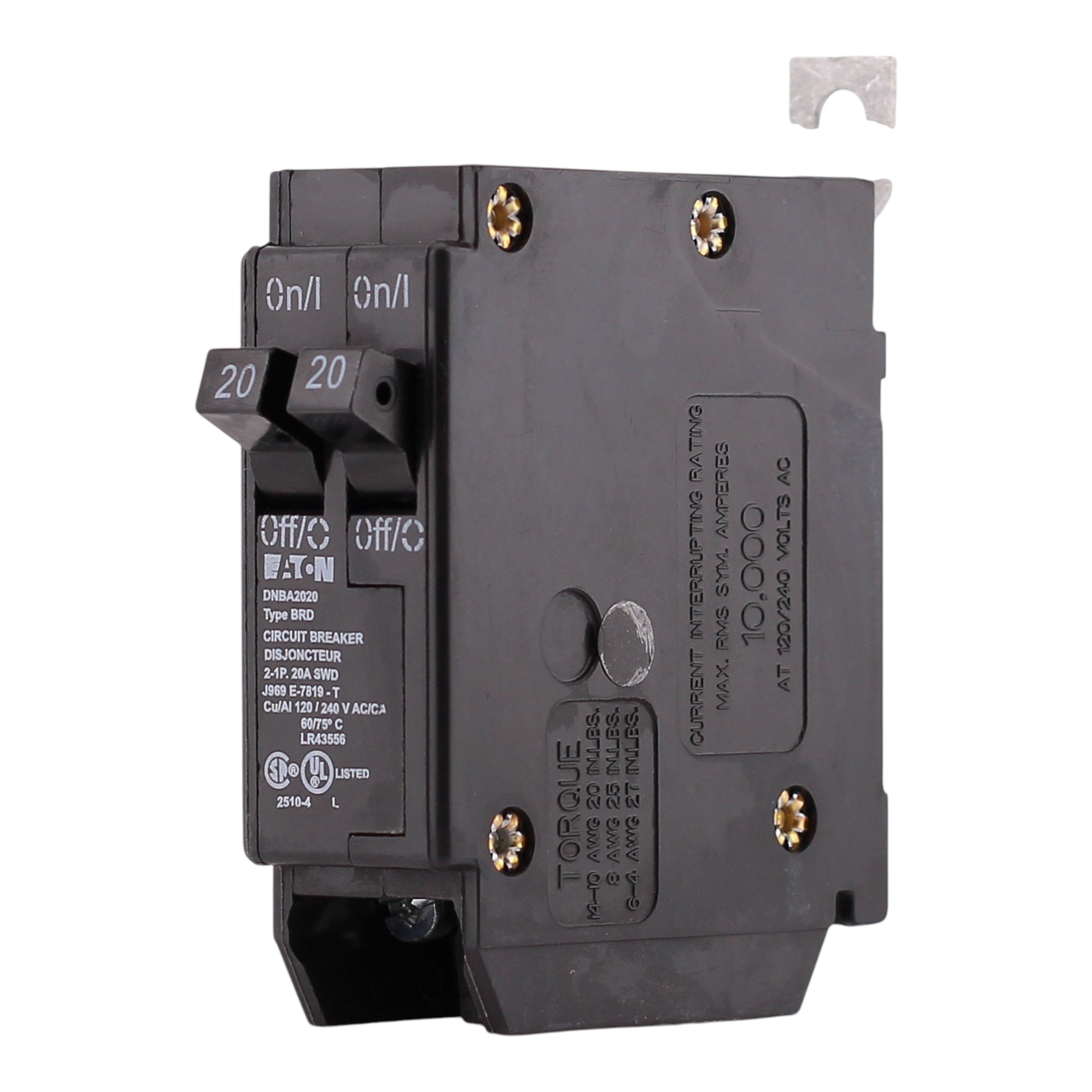 Eaton BAB/DNBA, DNBA2020, 20A, 2P, 120/240V, Thermal Magnetic, Bolt-On, Circuit Breaker - Image 2
