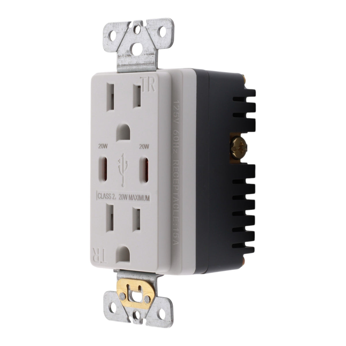 RES POWER 15A USB Outlet, Fast Charging, Type C/C, Tamper-Resistant, cULus Listed, White - Image 5