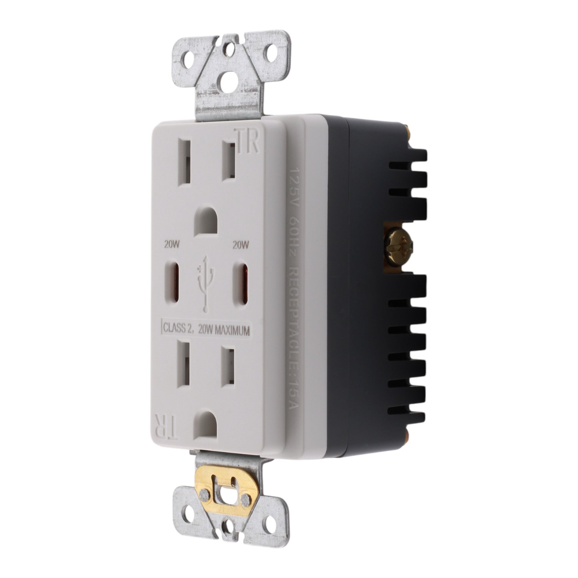 RES POWER 15A USB Outlet, Fast Charging, Type C/C, Tamper-Resistant, cULus Listed, White - Image 5