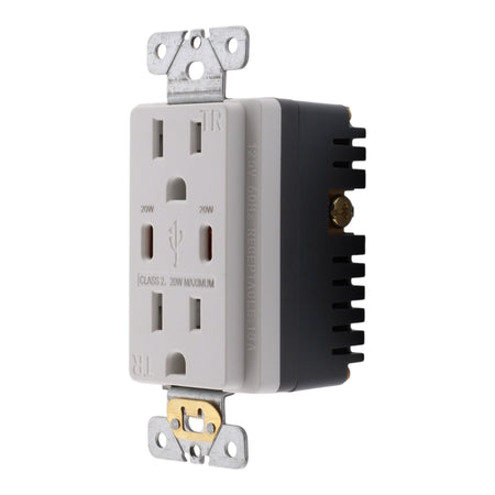 RES POWER 15A USB Outlet, Fast Charging, Type C/C, Tamper-Resistant, cULus Listed, White - Image 5