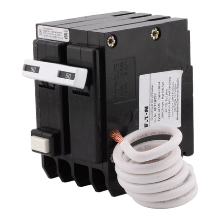 Eaton GFTCB250 50A 120/240V 2-pole GFCI Circuit Breaker Pigtail Neutral - Image 3