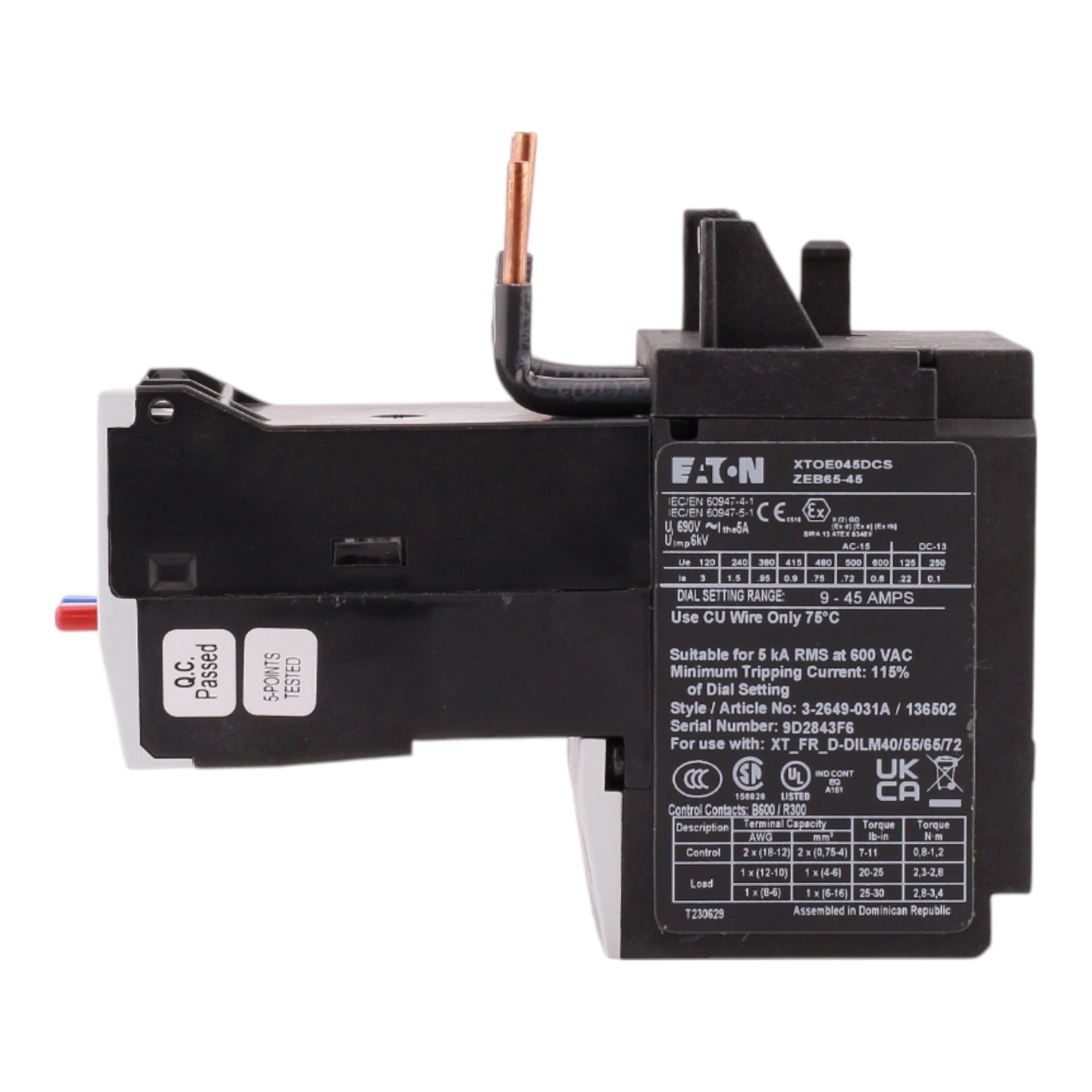 Eaton C440 XTOE045DCS 9-45A Electronic Overload Relay - Image 5