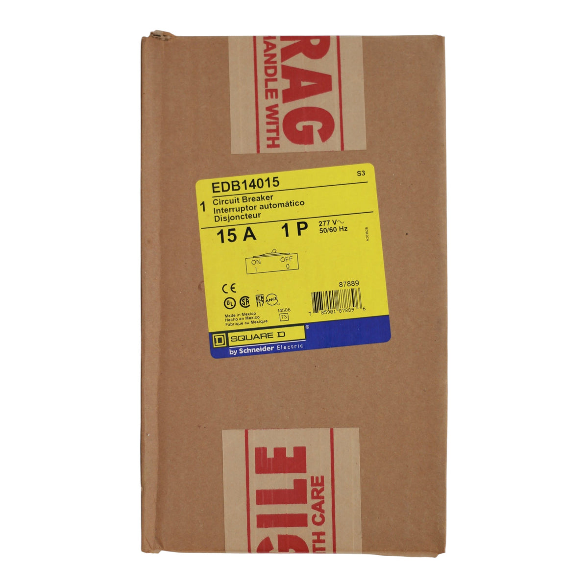 Square D E-Frame, EDB14015, 15A, 1P, 277V, 25kA, Bolt-On, Circuit Breaker - Image 3