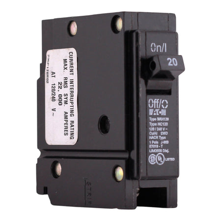 Eaton BRH, BRH120, 20A, 1P, 120/240V, Thermal Magnetic, Plug-On, High Interrupt, Circuit Breaker - Image 3