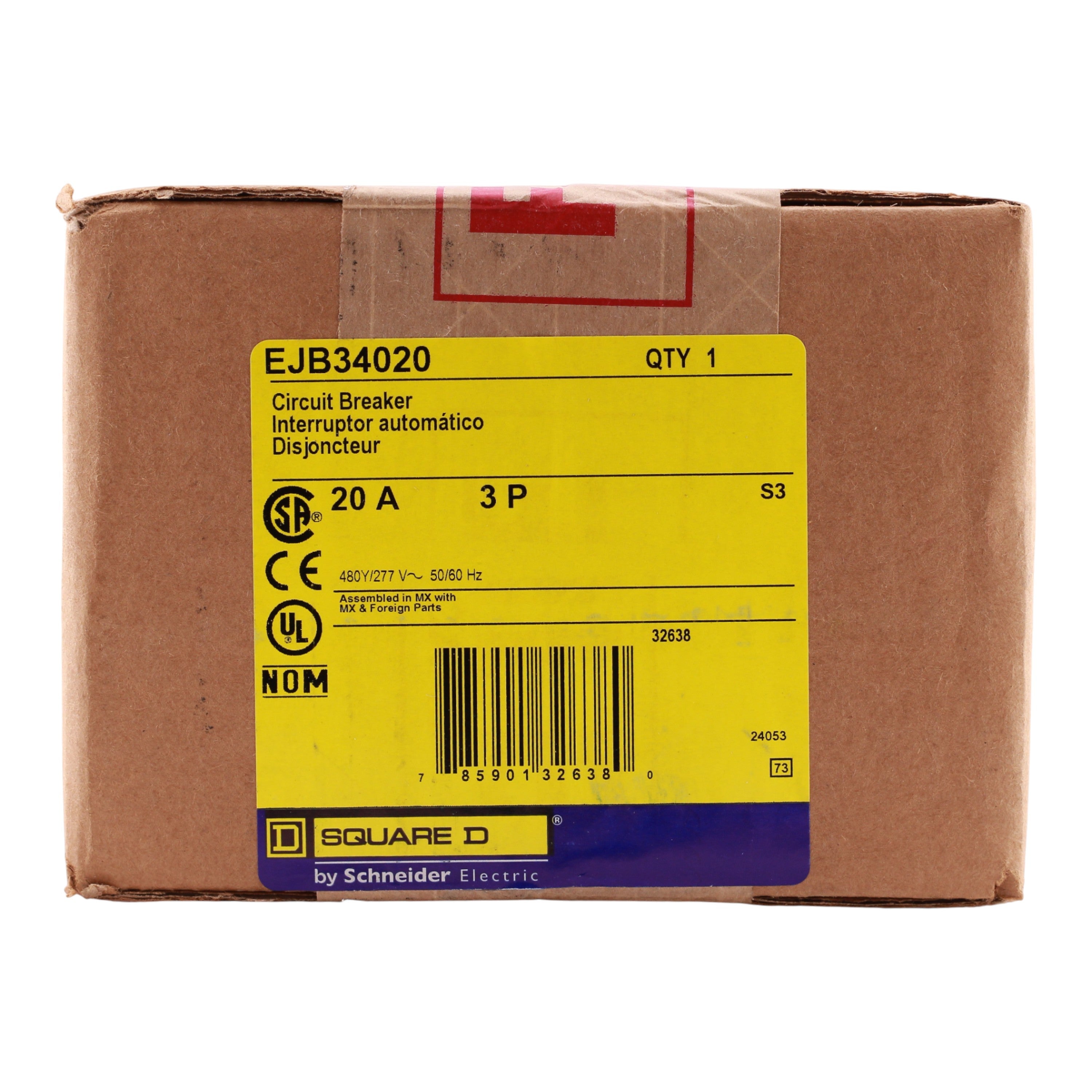 Square D E-Frame, EJB34020, 20A, 3P, 480Y/277V, Bolt-On Circuit Breaker - Image 3