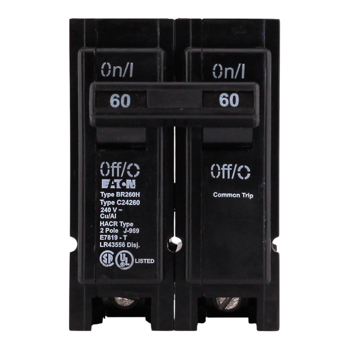Eaton BR, BR260H, 60A, 2P, 240V, High-Magnetic, Plug-On, Circuit Breaker - Image 3
