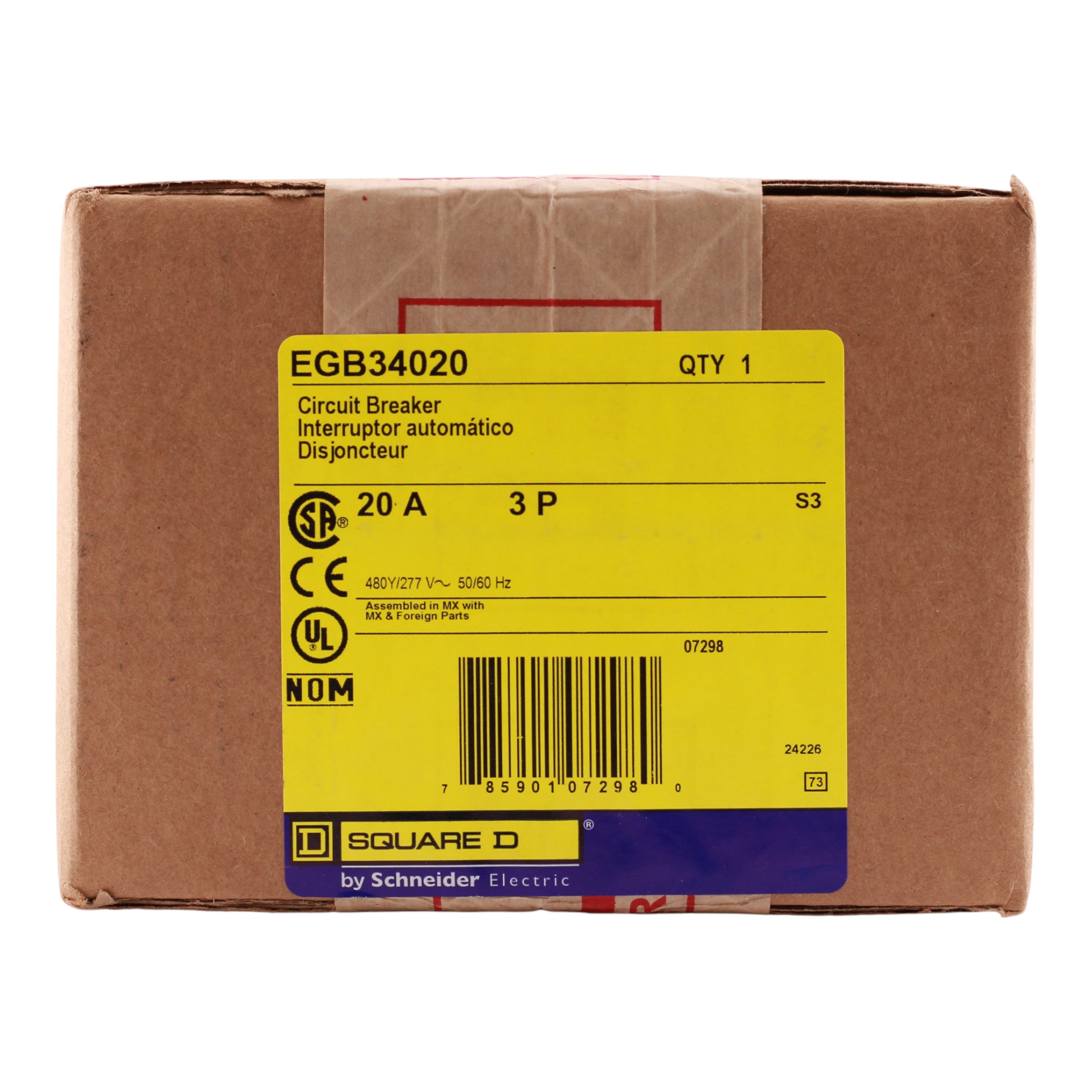 Square D EGB, EGB34020, 20A, 3P, 480Y/277VAC, Bolt-On, Circuit Breaker - Image 3