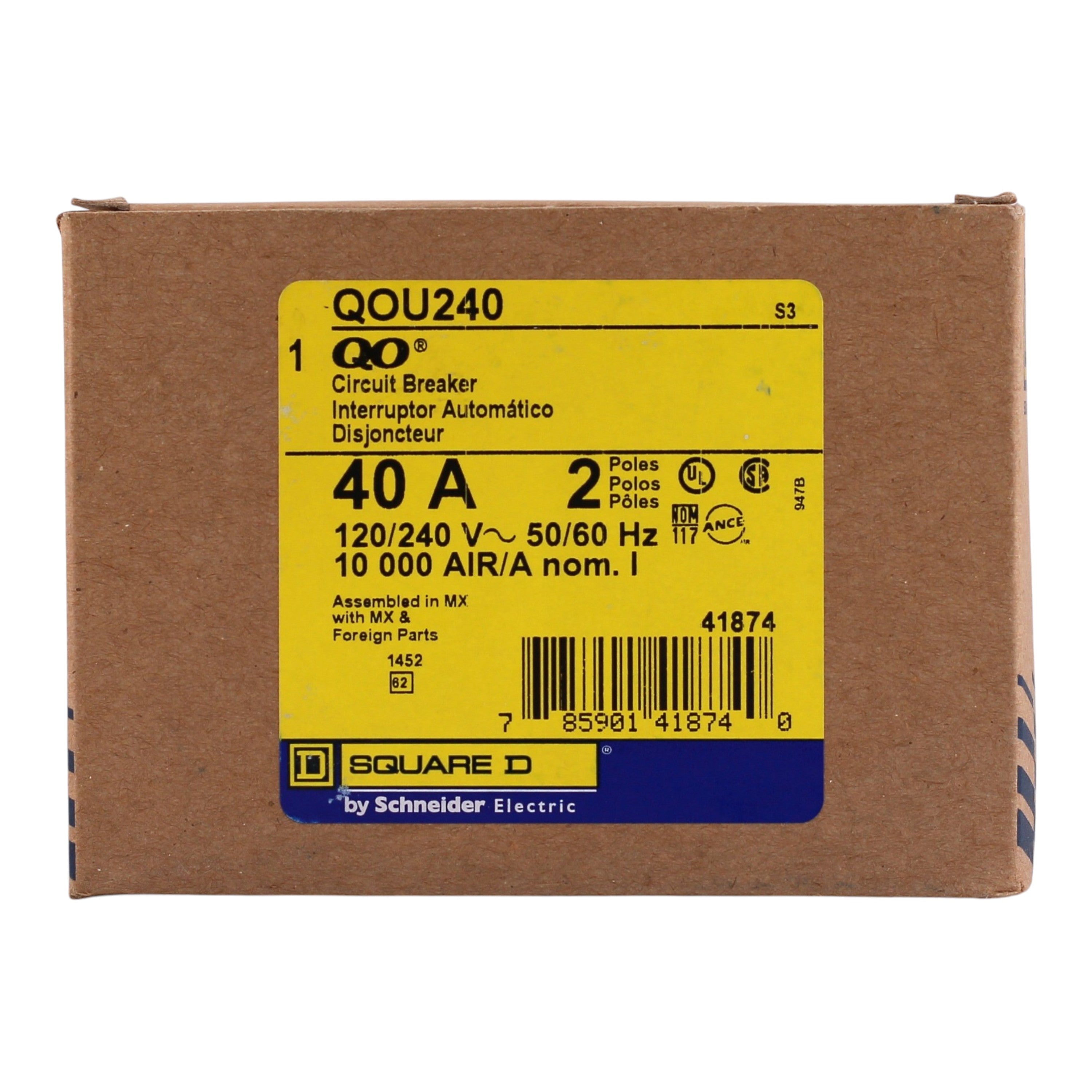 Square D QOU, QOU240, 40A, 2P, 120/240V, Unit Mount, Circuit Breaker - Image 3