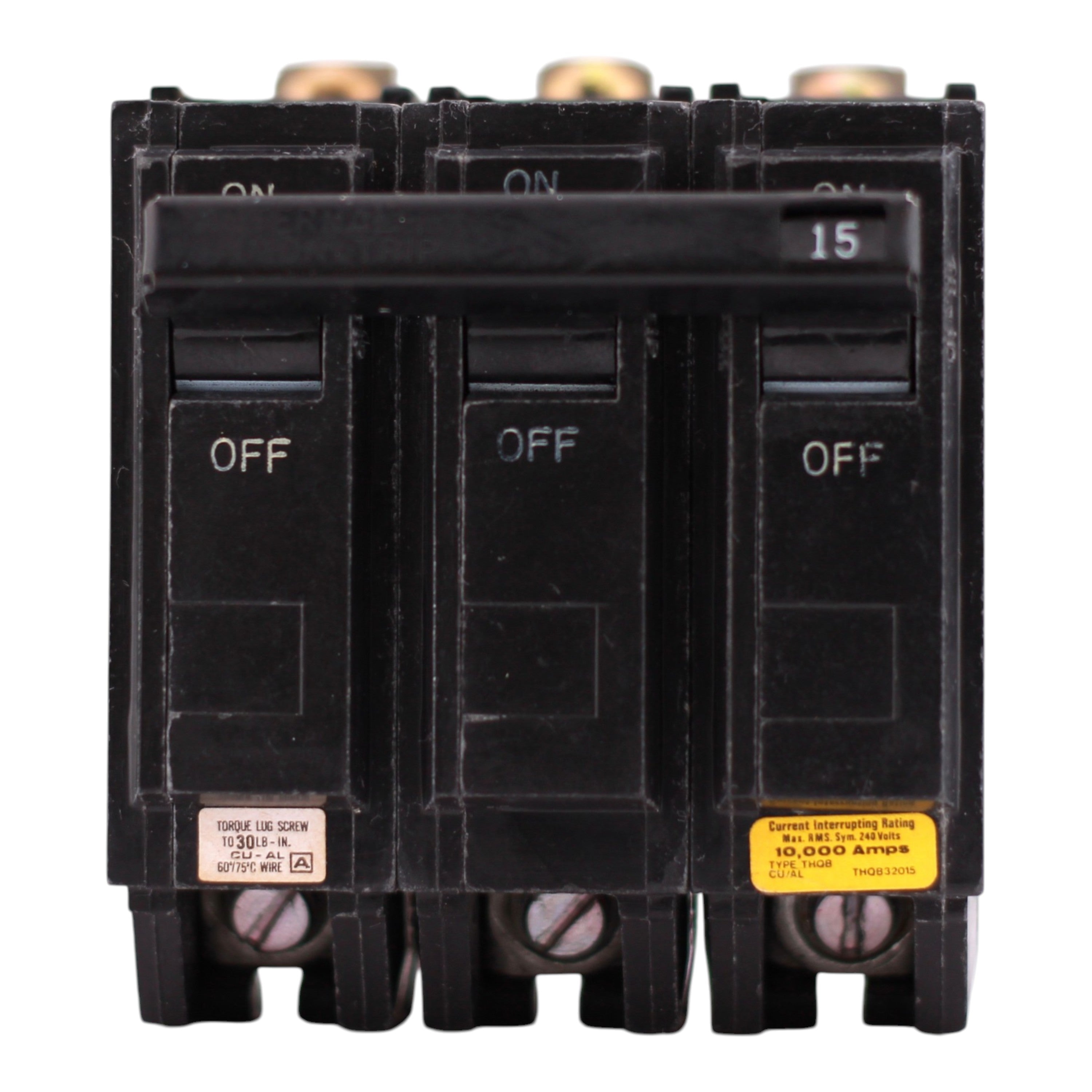GE Q-Line, THQB32015, 15A, 3P, 240V, Bolt-On, Circuit Breaker - Image 3