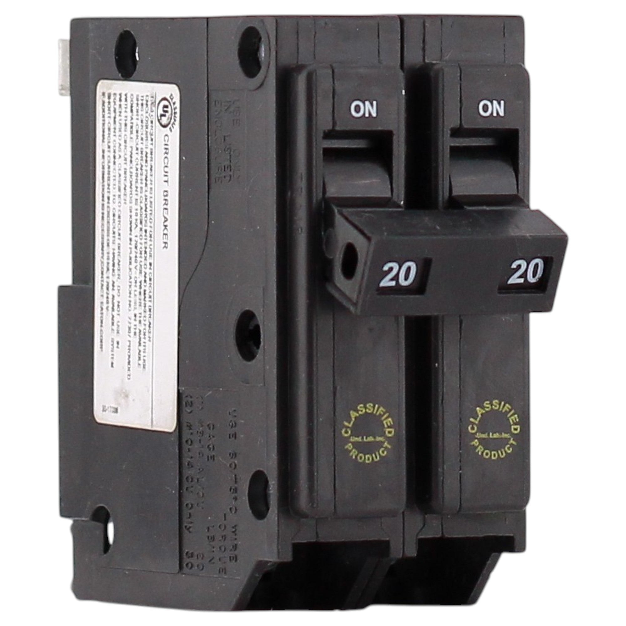 Eaton CHQ, CHQ220, 20A, 2P, 120/240V, Thermal Magnetic, Plug-In, Classified Replacement, Circuit Breaker