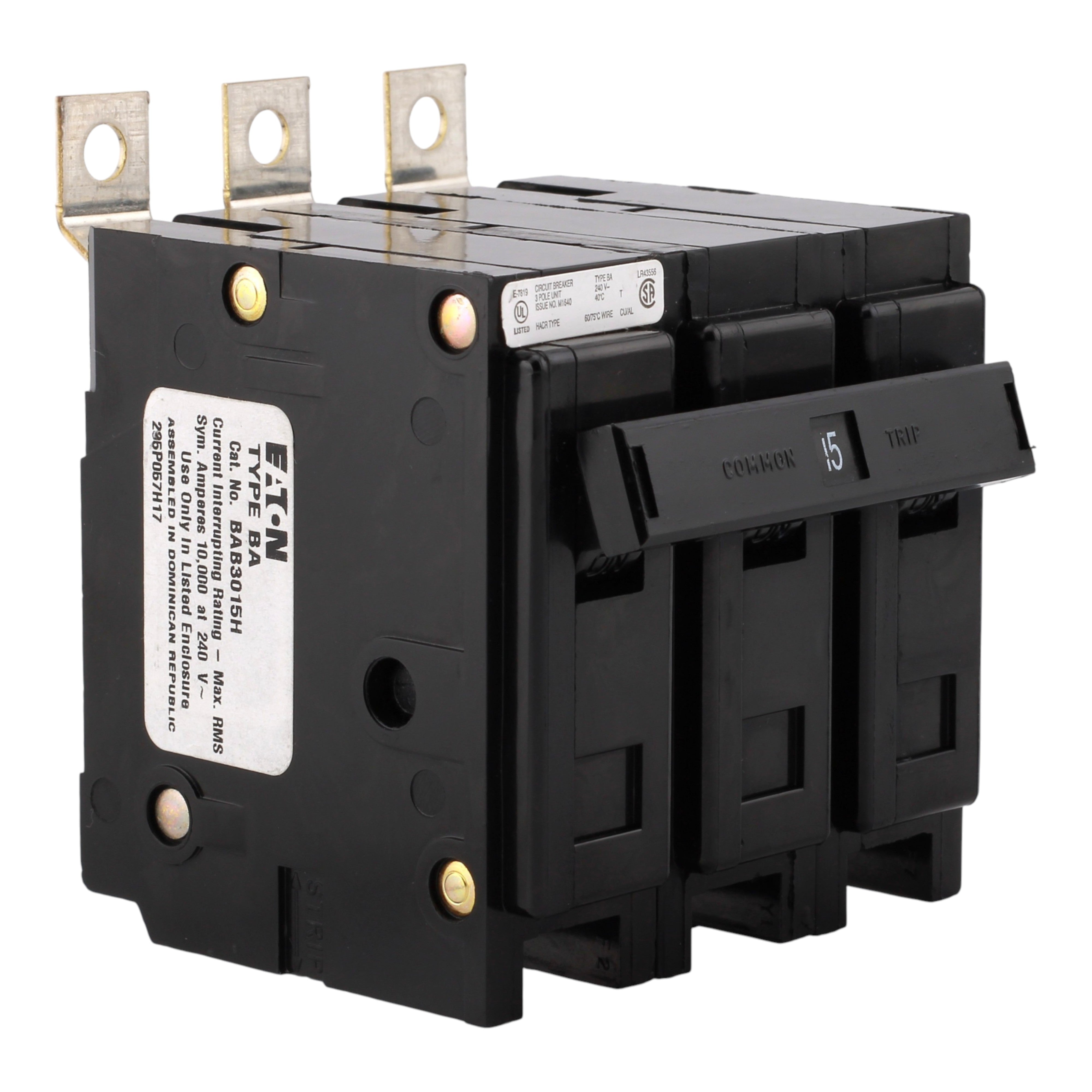 Eaton Quicklag BAB3015H 15A 3P 240V Thermal-Magnetic Bolt-On Circuit Breaker