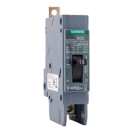 Siemens BQD115, 15A, 277V, 1-Pole Molded Case Circuit Breaker, Thermal Magnetic, 14kA Interrupt Rating