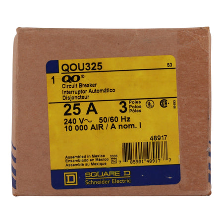 Square D QOU, QOU325, 25A, 3P, 240V, Thermal Magnetic, Unit Mount, Circuit Breaker - Image 3