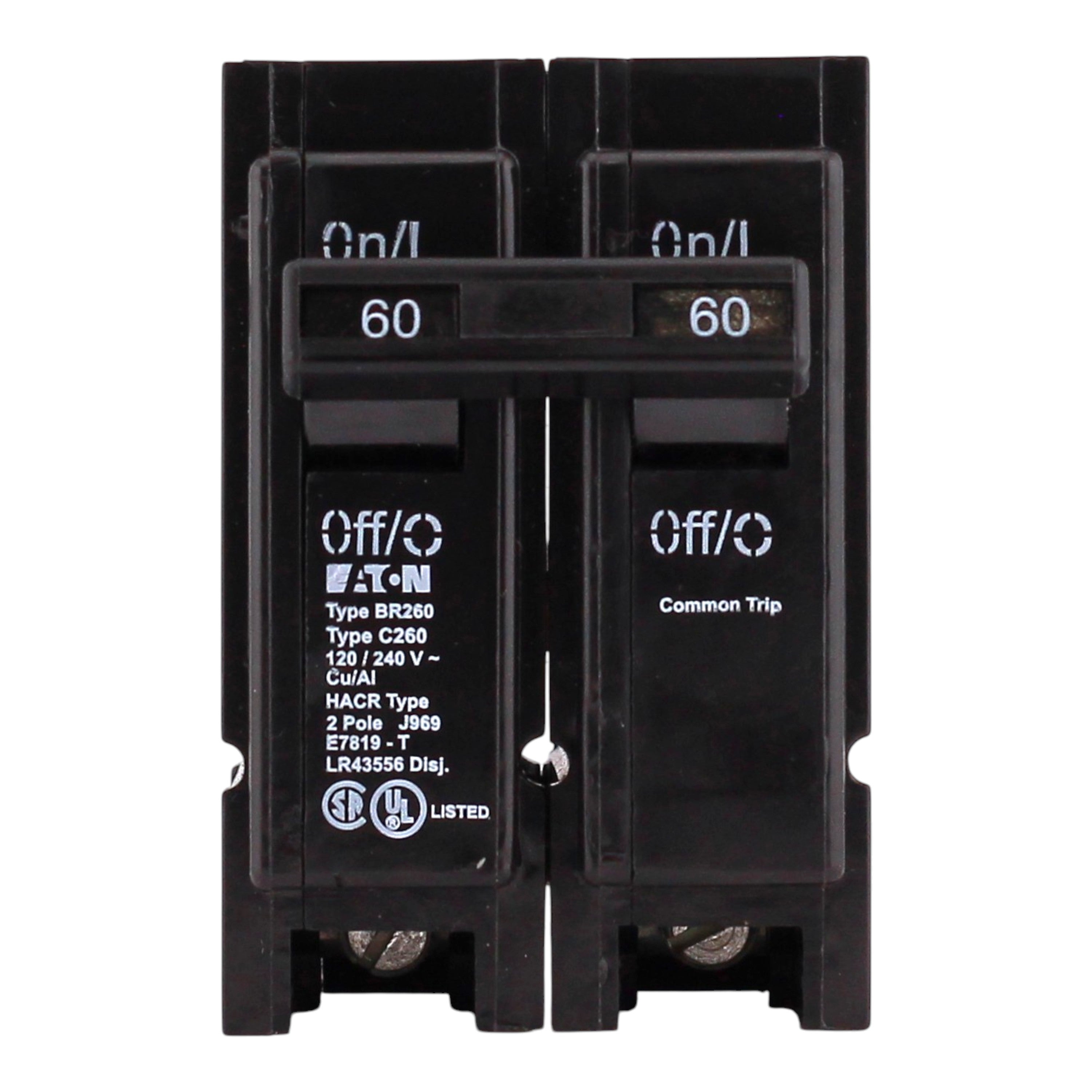 Eaton BR, BR260, 60A, 2P, 120/240V, Thermal Magnetic, Plug-On, Circuit Breaker - Image 3