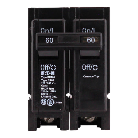 Eaton BR, BR260, 60A, 2P, 120/240V, Thermal Magnetic, Plug-On, Circuit Breaker - Image 3