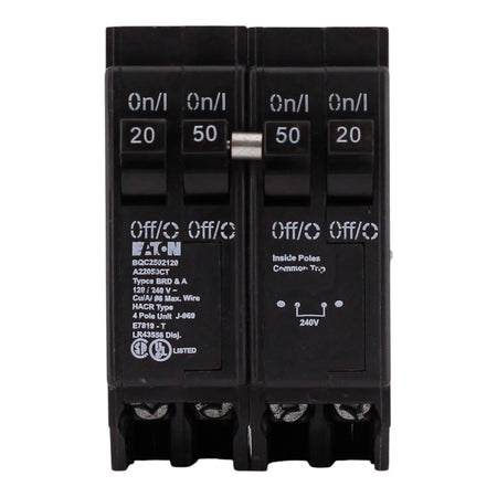 Eaton BR, BQC2502120, 50A/20A, 4P, 120/240V, Quadplex, Circuit Breaker - Image 3
