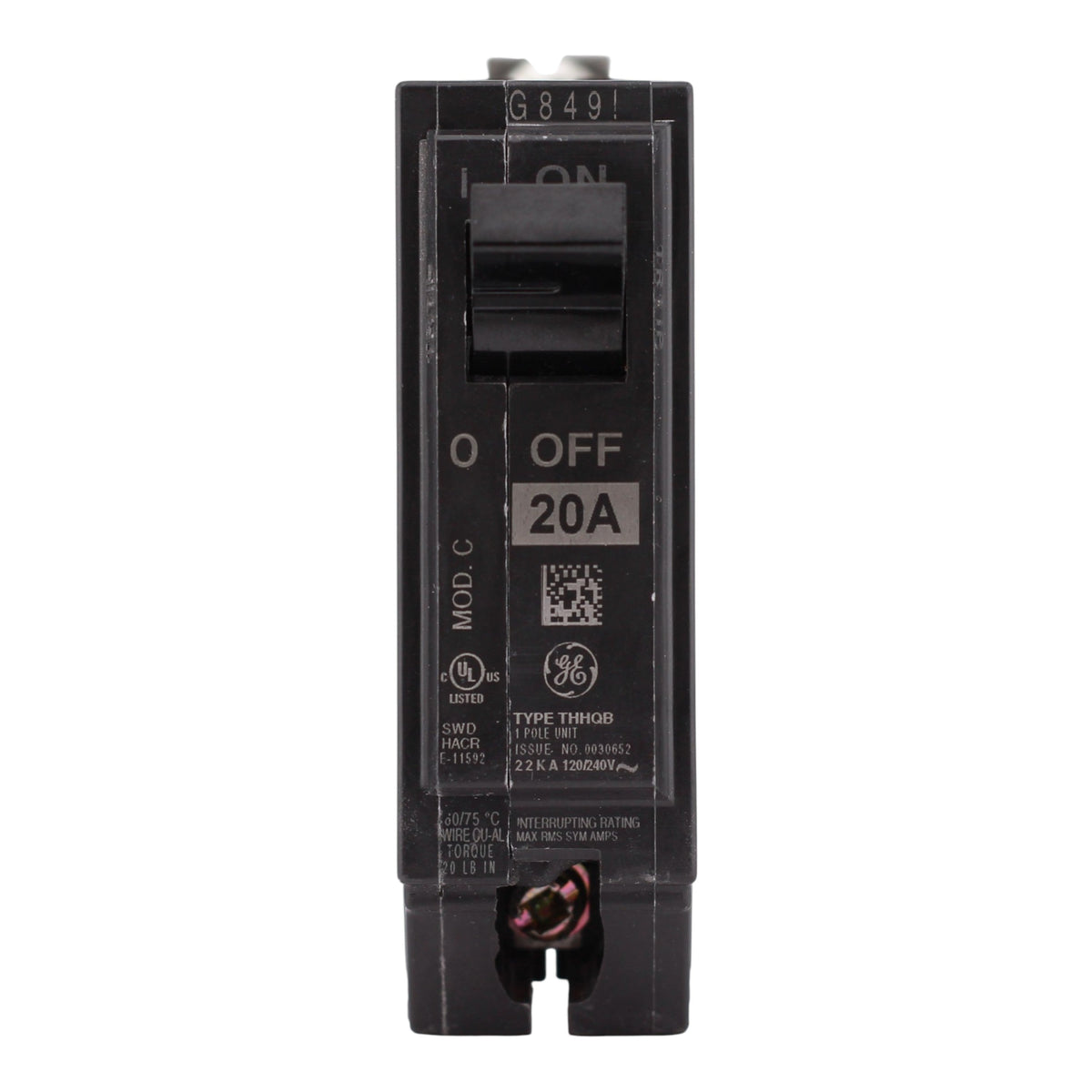GE Q-Line, THHQB1120, 20A, 1P, 120/240V, Thermal Magnetic, Bolt-On, Circuit Breaker - Image 3