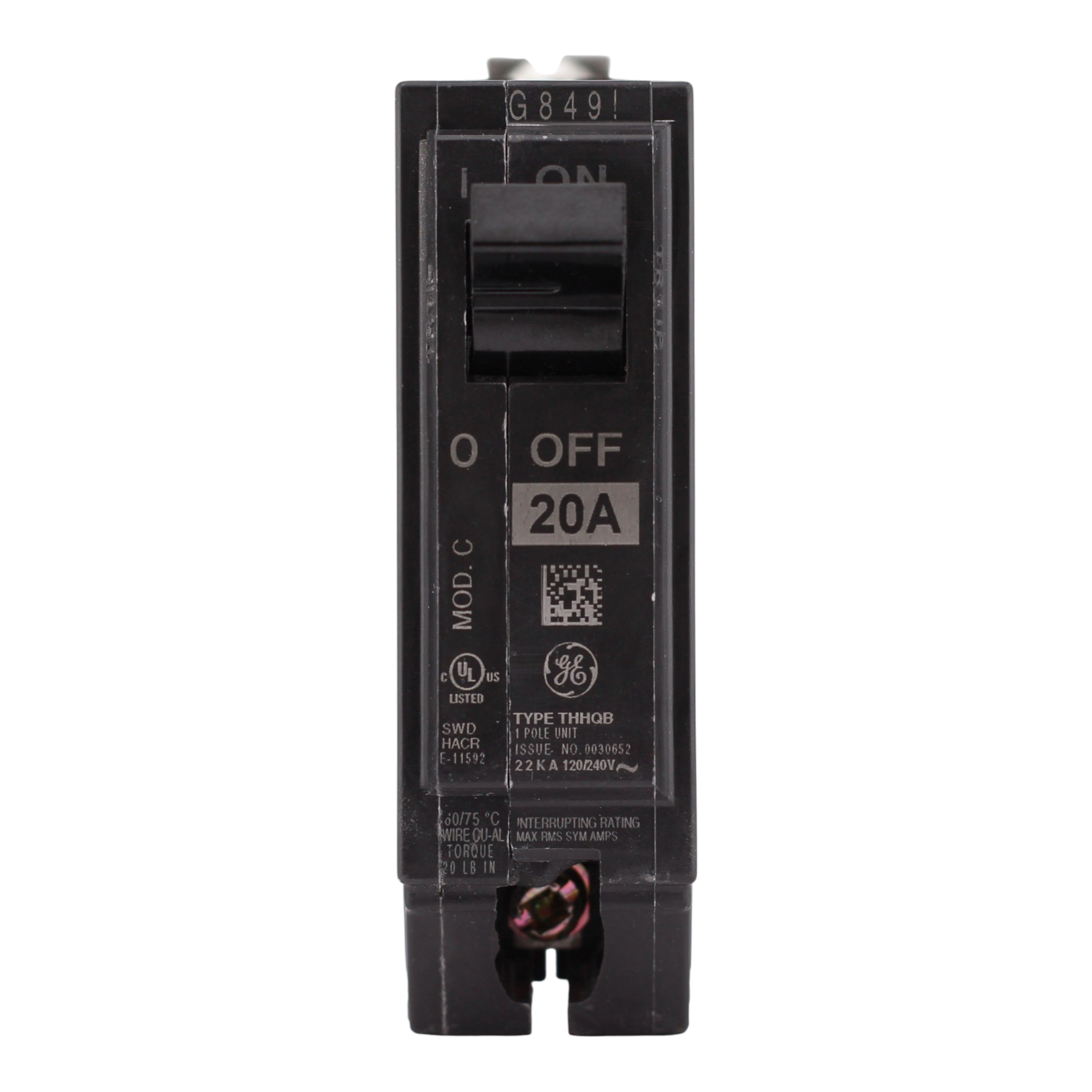 GE Q-Line, THHQB1120, 20A, 1P, 120/240V, Thermal Magnetic, Bolt-On, Circuit Breaker - Image 3
