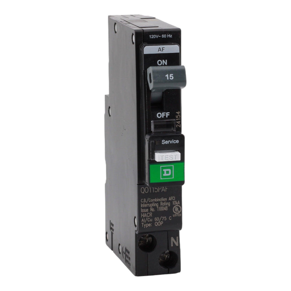 Square D QO QO115PAF 15A 1P 120V AFCI Plug on Neutral Circuit Breaker Circuit Breaker - Image 2