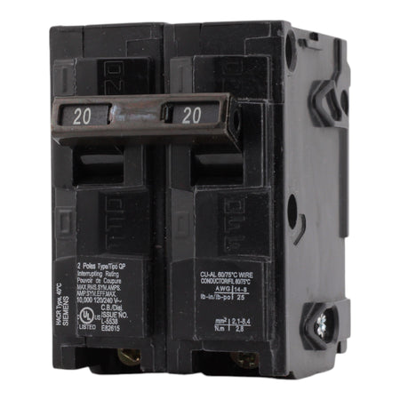 Siemens Q220 20 Amps 120/240 Volts Double Pole Thermal Magnetic Circuit Breaker, Plug-In Mount - Image 3