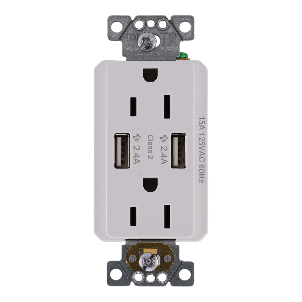 Square D X Series, SQR55141WH, 15A, 125V, USB-A/A, Duplex, Tamper Resistant, Outlet - Image 4