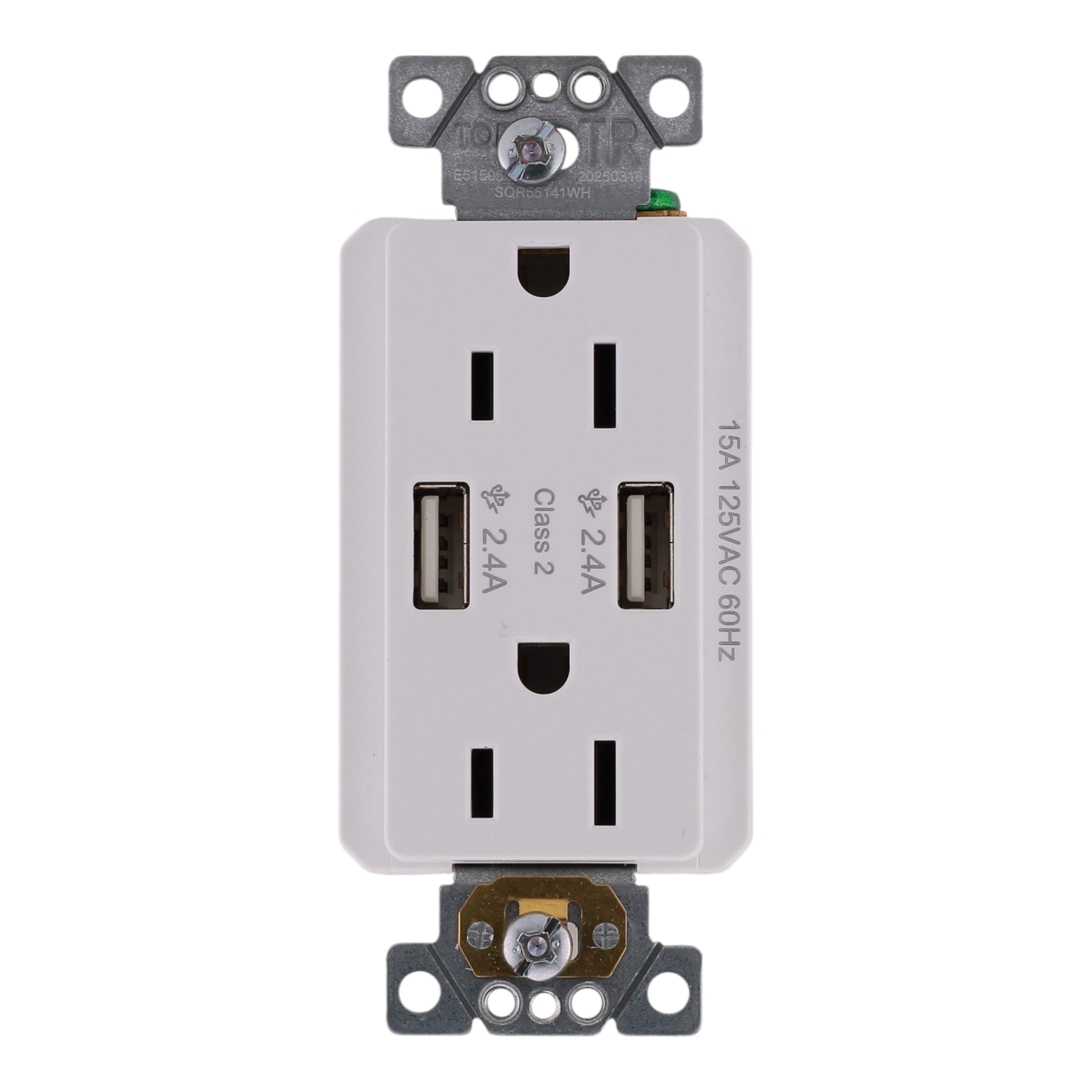 Square D X Series, SQR55141WH, 15A, 125V, USB-A/A, Duplex, Tamper Resistant, Outlet - Image 4