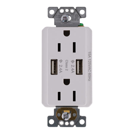 Square D X Series, SQR55141WH, 15A, 125V, USB-A/A, Duplex, Tamper Resistant, Outlet - Image 4