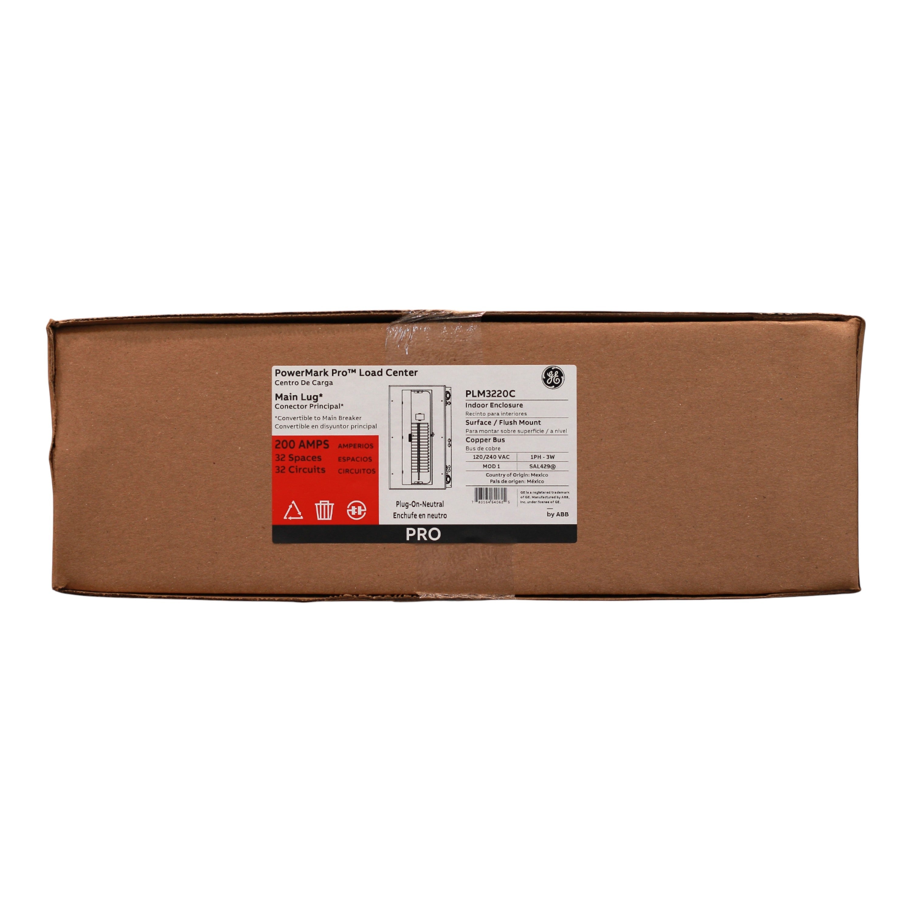 GE PowerMark PRO PLM3220C 200A 32-Space Plug-On Neutral Main Lug Convertible Load Center - Image 3