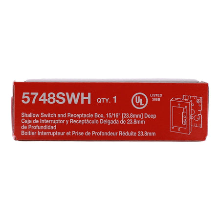 Wiremold, 500/700 Series, 5748SWH, 1-Gang, Shallow, Steel, Raceway Device Box, White - Image 3