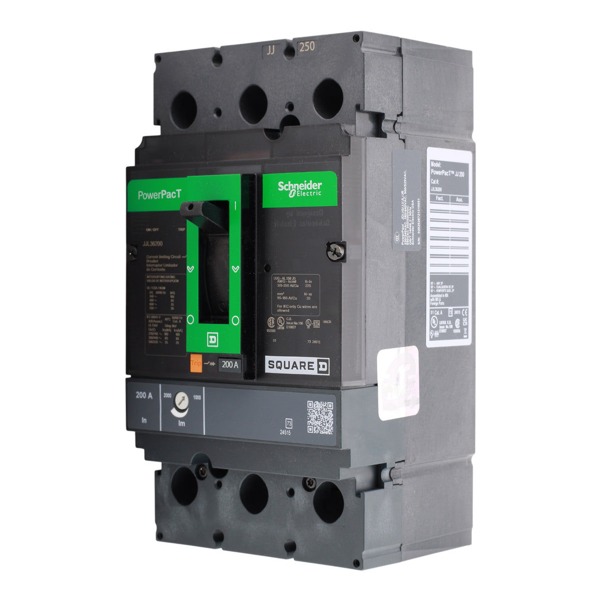 Square D PowerPacT JJL36200 200A 3P 600V Thermal-Magnetic Circuit Breaker - Image 2