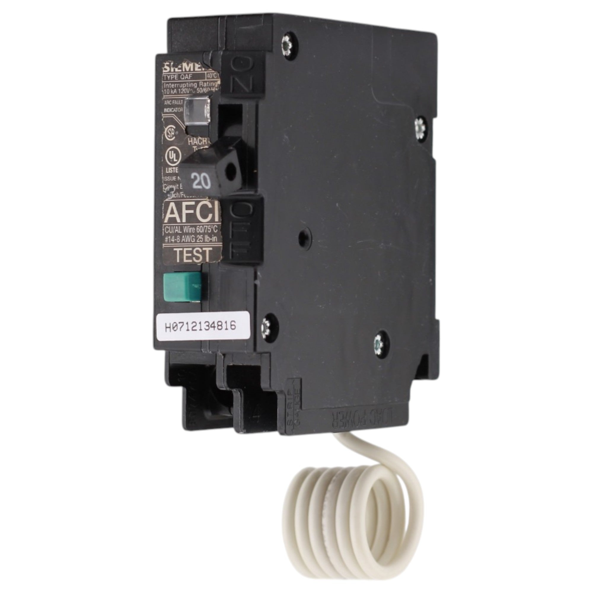 Siemens Q, Q120AF, 20A, 1P, 120V, AFCI, Pigtail Neutral, Circuit Breaker - Image 3