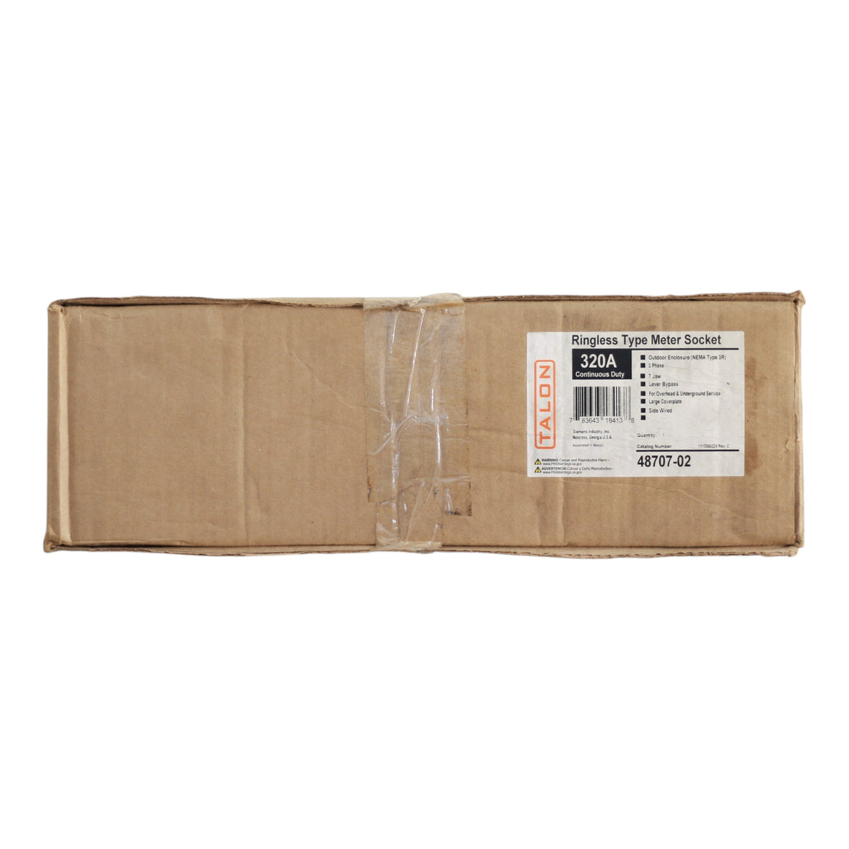 Siemens TALON, 48707-02, 320A, 3PH, 600V, Ringless, Lever Bypass, Meter Socket - Image 3