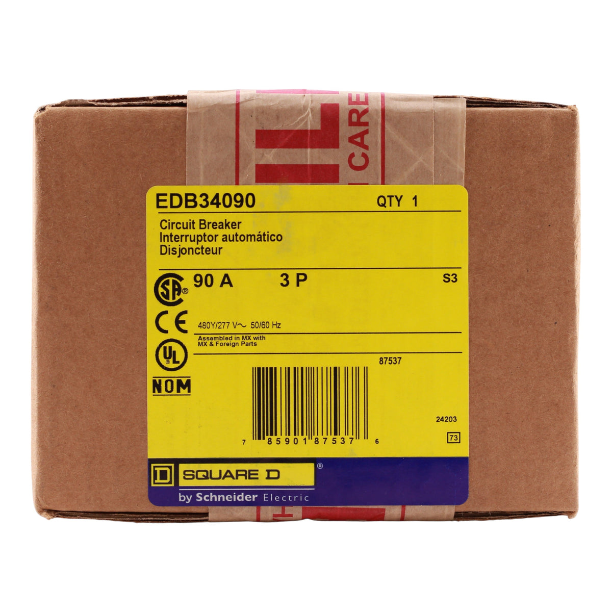 Square D E-Frame, EDB34090, 90A, 3P, 480Y/277V, Bolt-On Circuit Breaker - Image 3