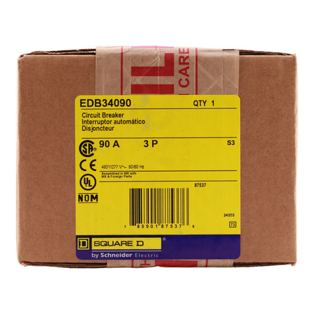 Square D E-Frame, EDB34090, 90A, 3P, 480Y/277V, Bolt-On Circuit Breaker - Image 3
