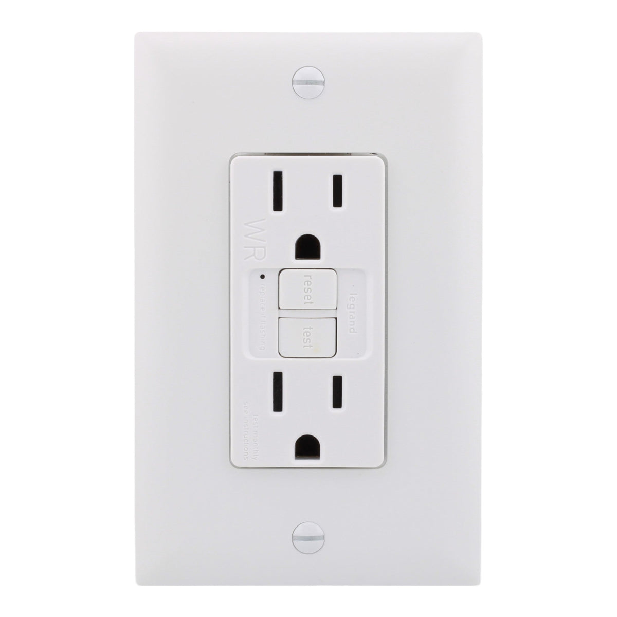 Legrand 1597TRWRW, 15A, 125V, GFCI Receptacle, Tamper-Resistant, Weather-Resistant, Self-Test, SafeLock® Protection, for Outdoor Use